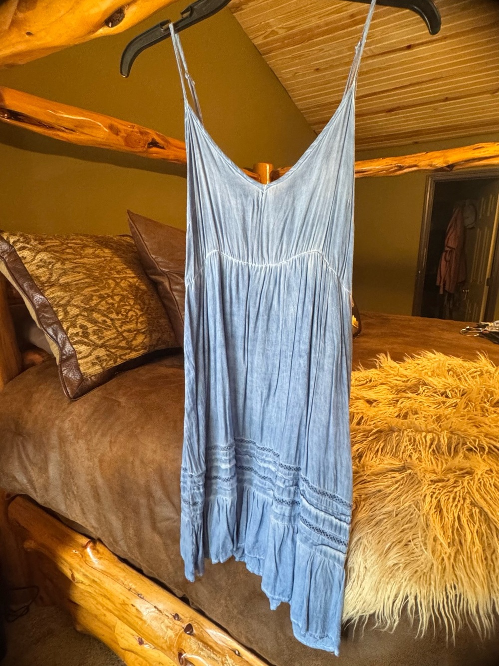 entro Light Blue V-Neck Tiered Midi Sundress